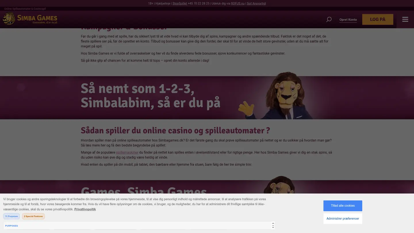 Simba Games Casino DK — Offers in detail