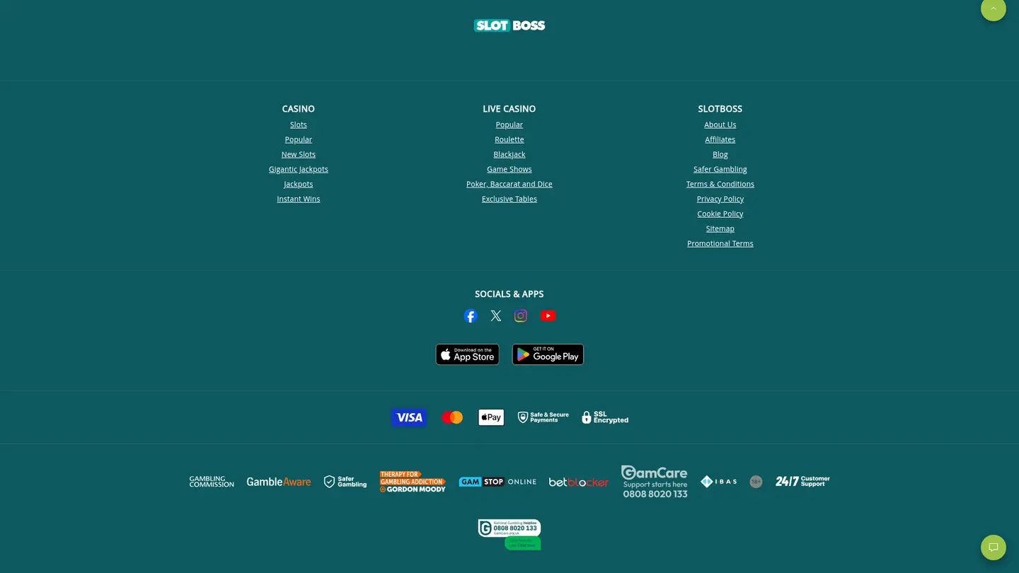 Slot Boss Casino — Payment methods and licensing