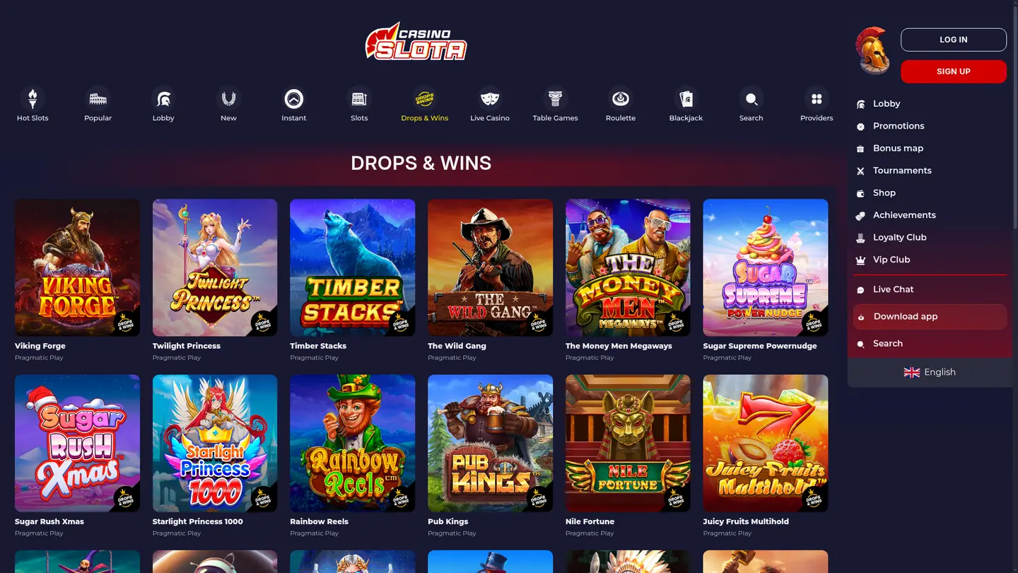 SlotaCasino — Game lobby