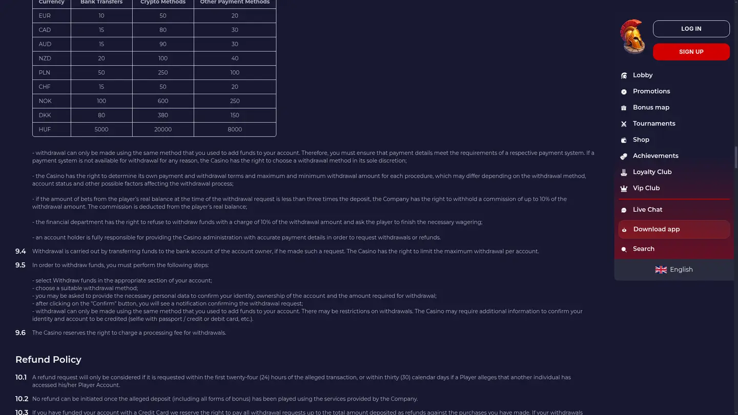SlotaCasino — Terms in detail
