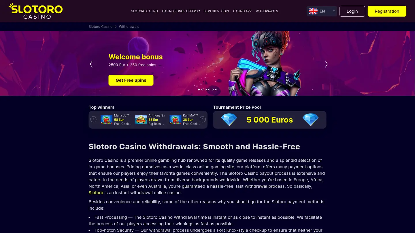 Slotoro Casino — Banking