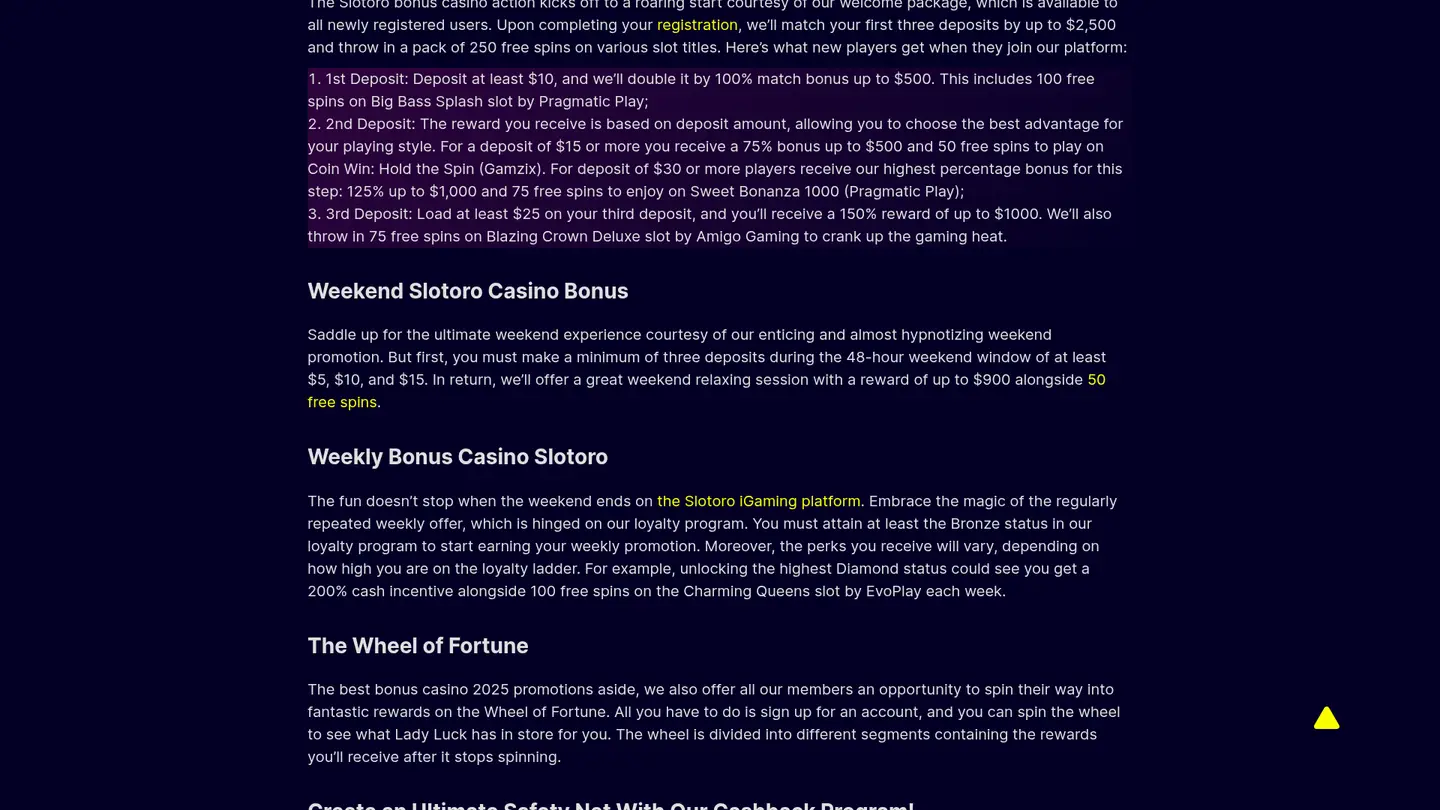 Slotoro Casino — Offers in detail