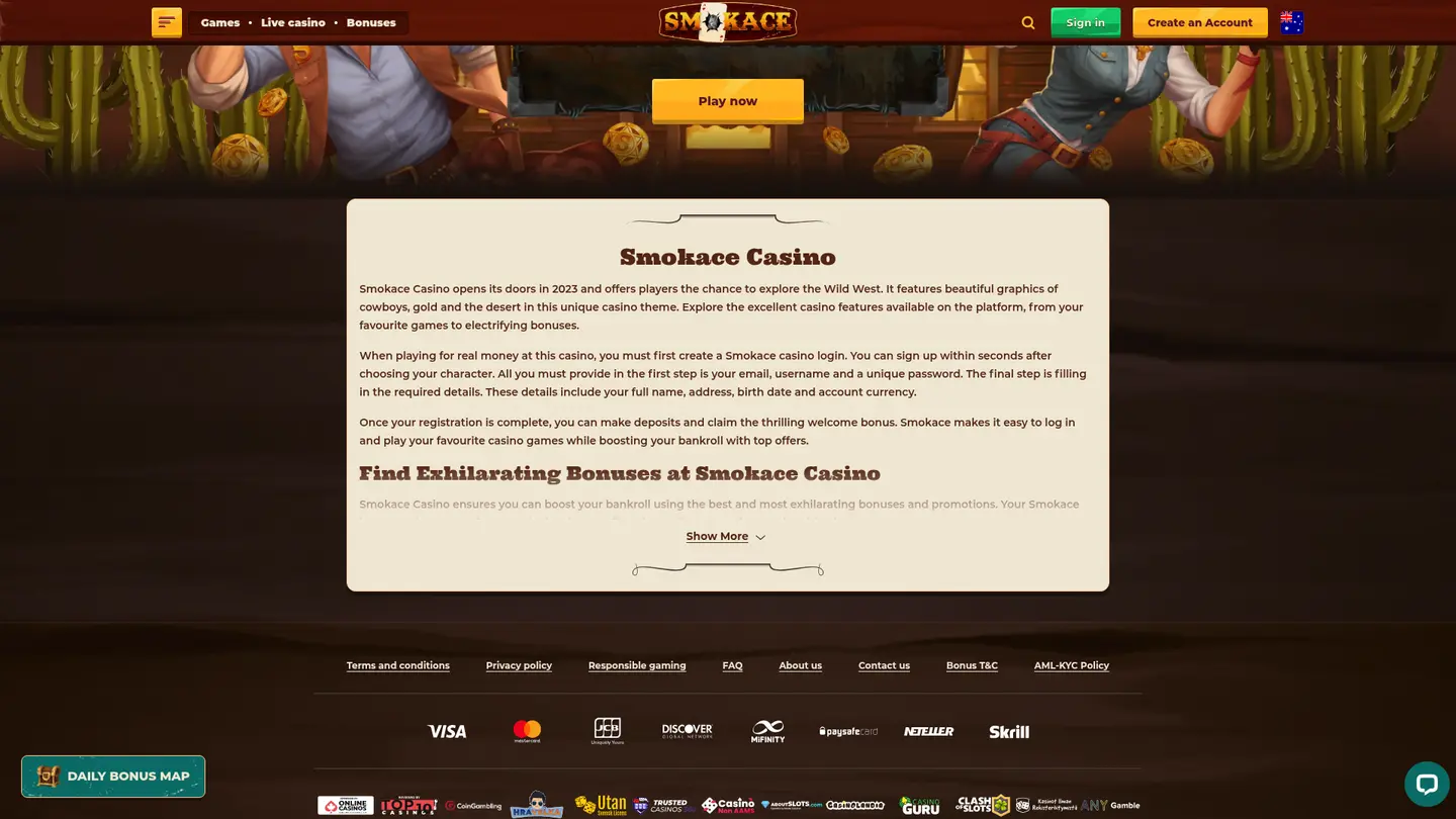 Smokace Casino — Payment methods and licensing
