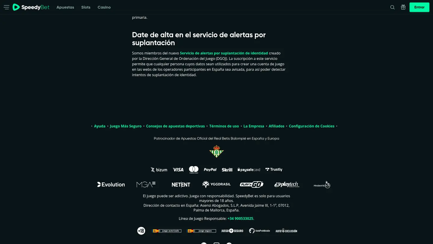 Speedybet Casino ES — Support in detail