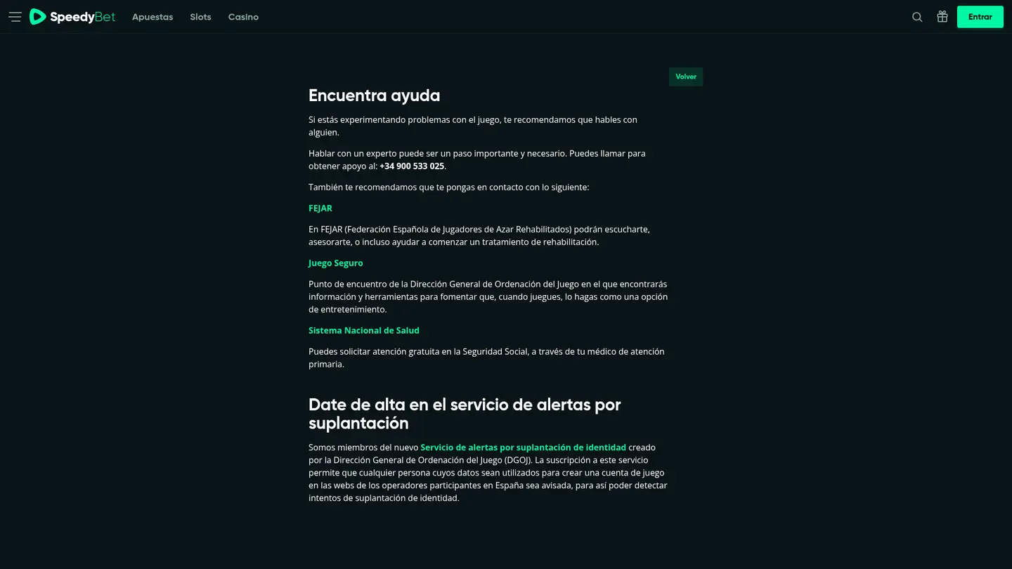 Speedybet Casino ES — Support and licensing