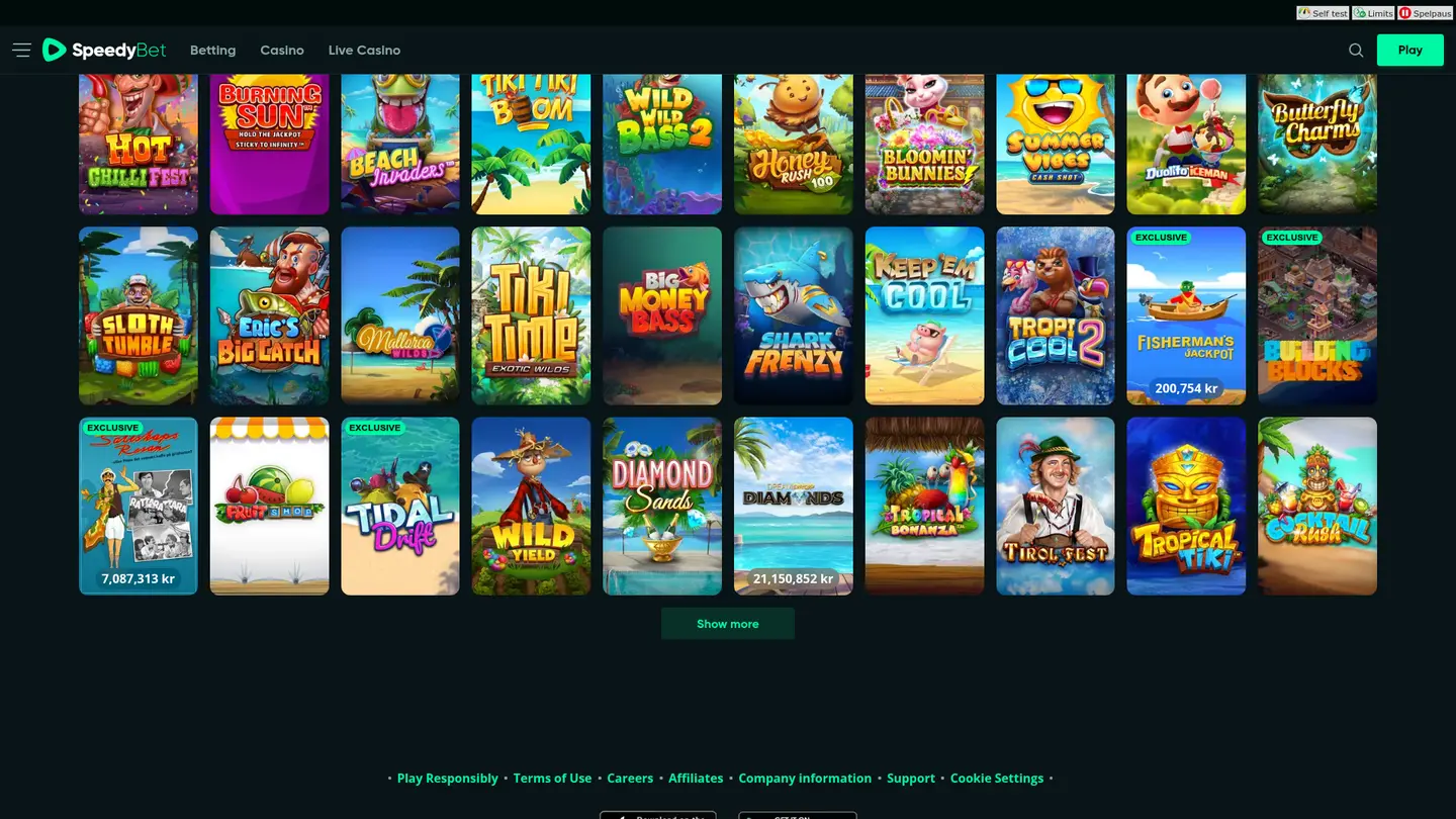 Speedybet Casino — More of the lobby