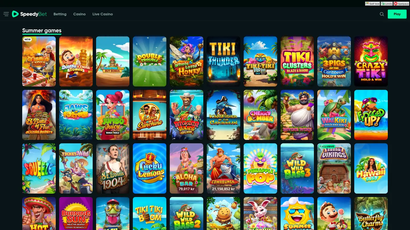 Speedybet Casino — Game lobby