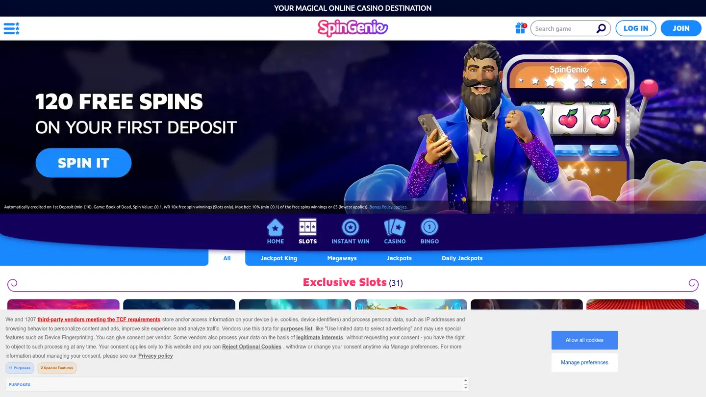 SpinGenie Casino Ontario — Game lobby