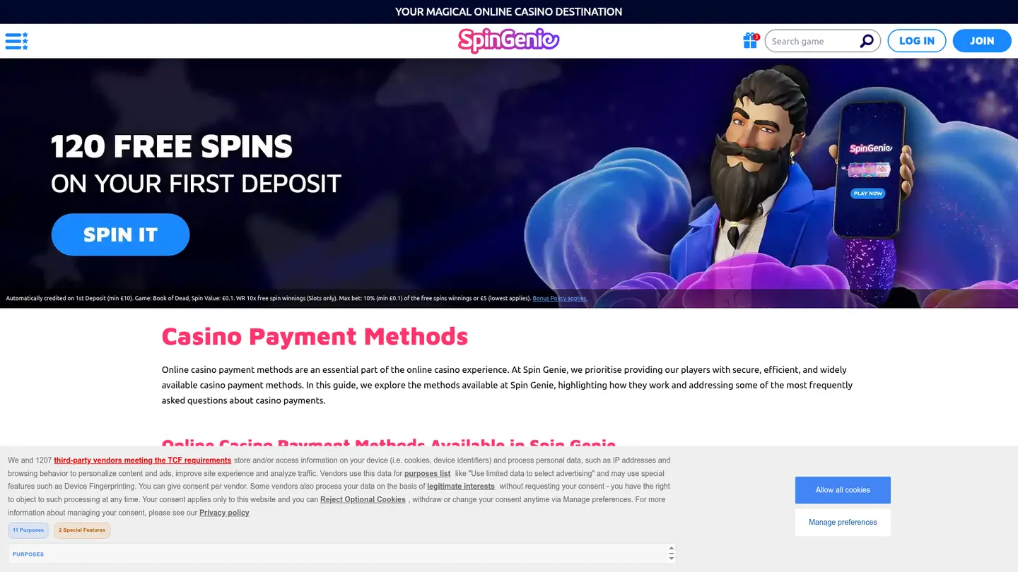 SpinGenie Casino Ontario — Banking