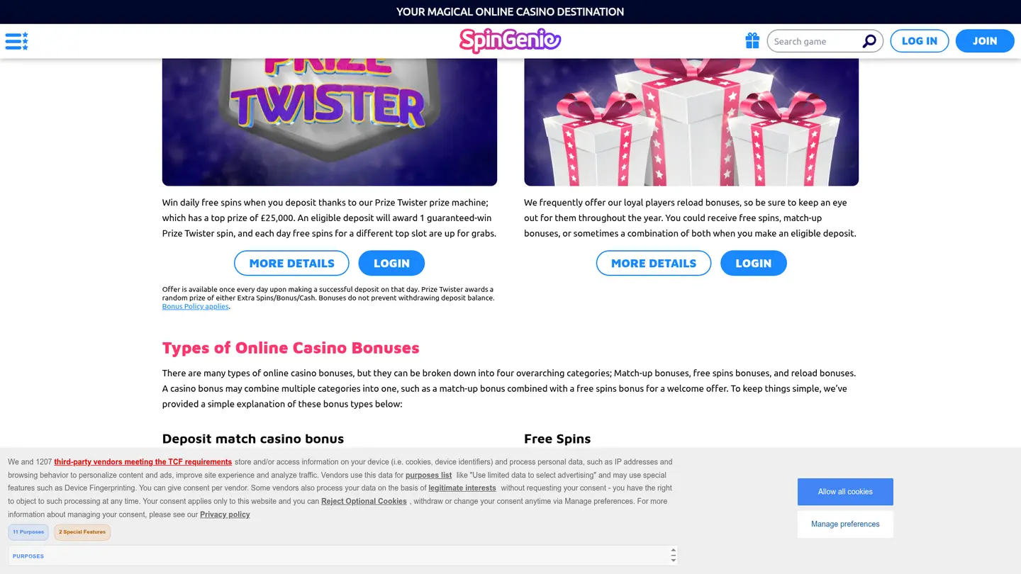 SpinGenie Casino Ontario — Offers in detail