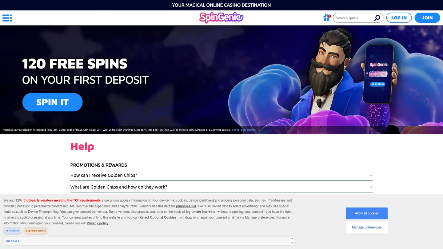 SpinGenie Casino Ontario — Support and licensing