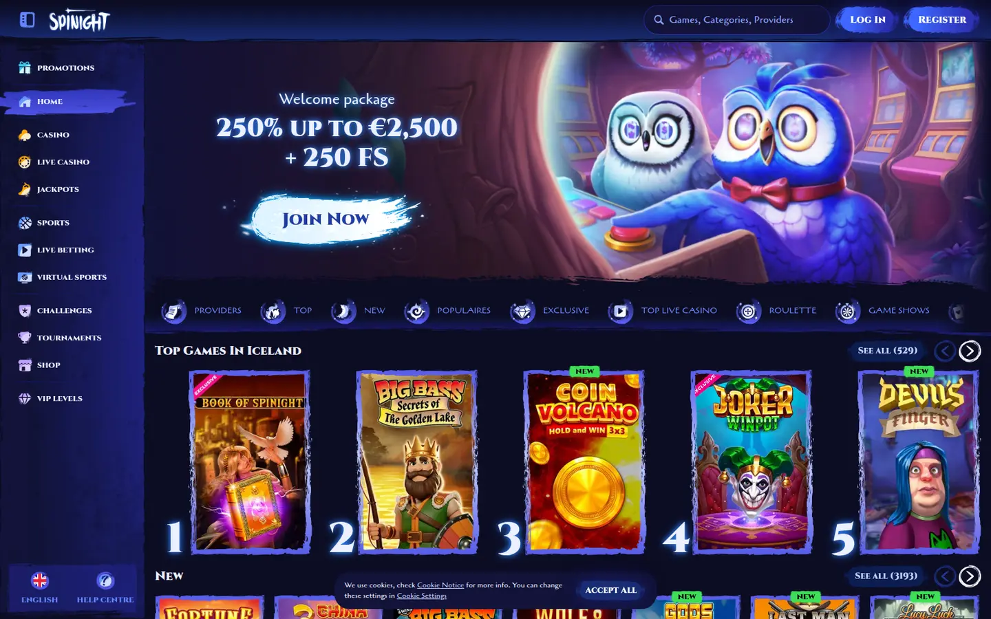 Spinight Casino Review: 250% up to €2,500