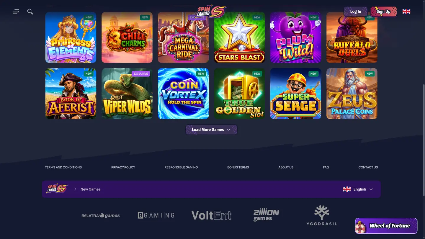 SpinLander Casino — More of the lobby