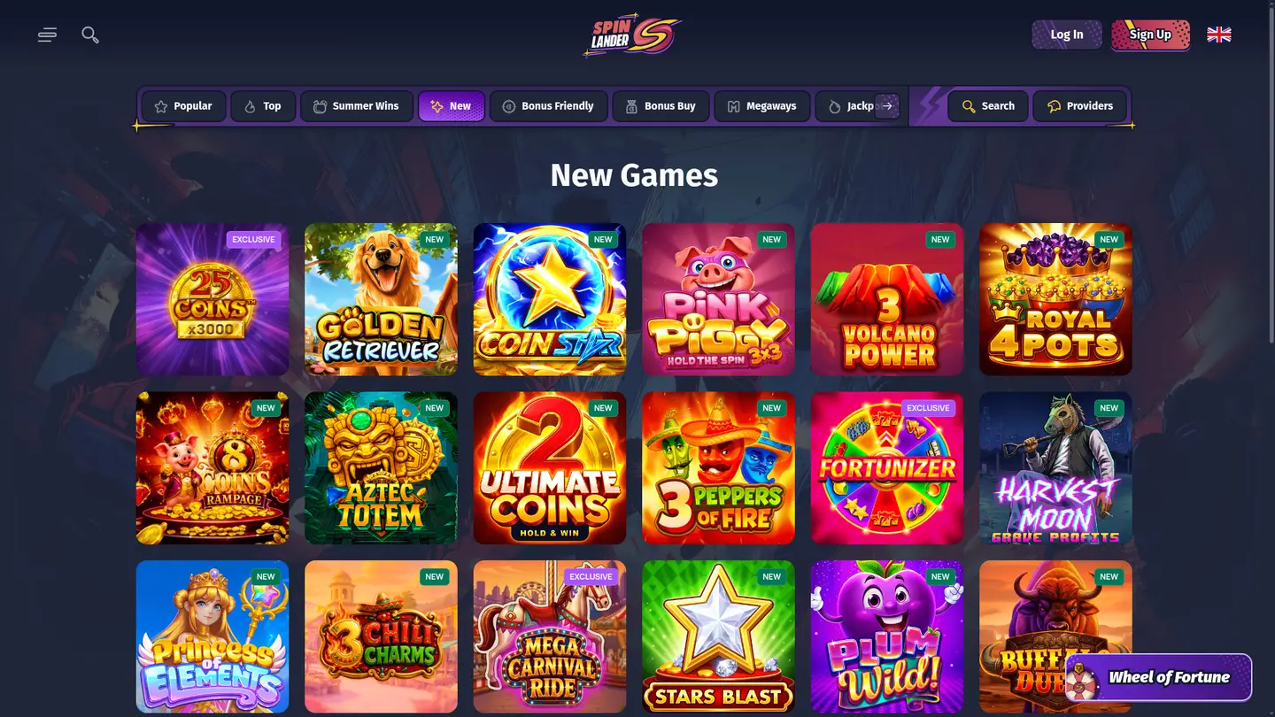 SpinLander Casino — Game lobby