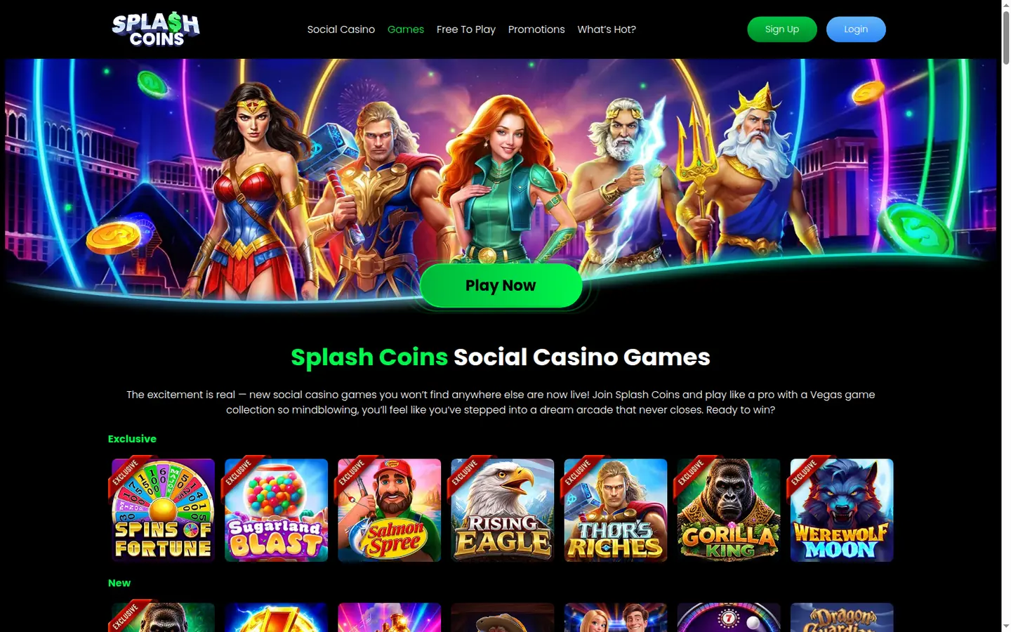 SplashCoins Casino — Game lobby