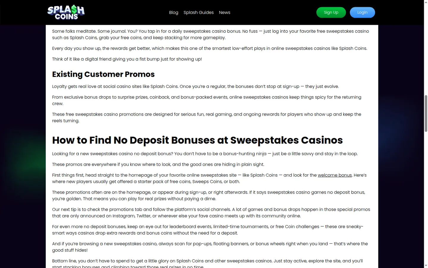 SplashCoins Casino — Deposit methods