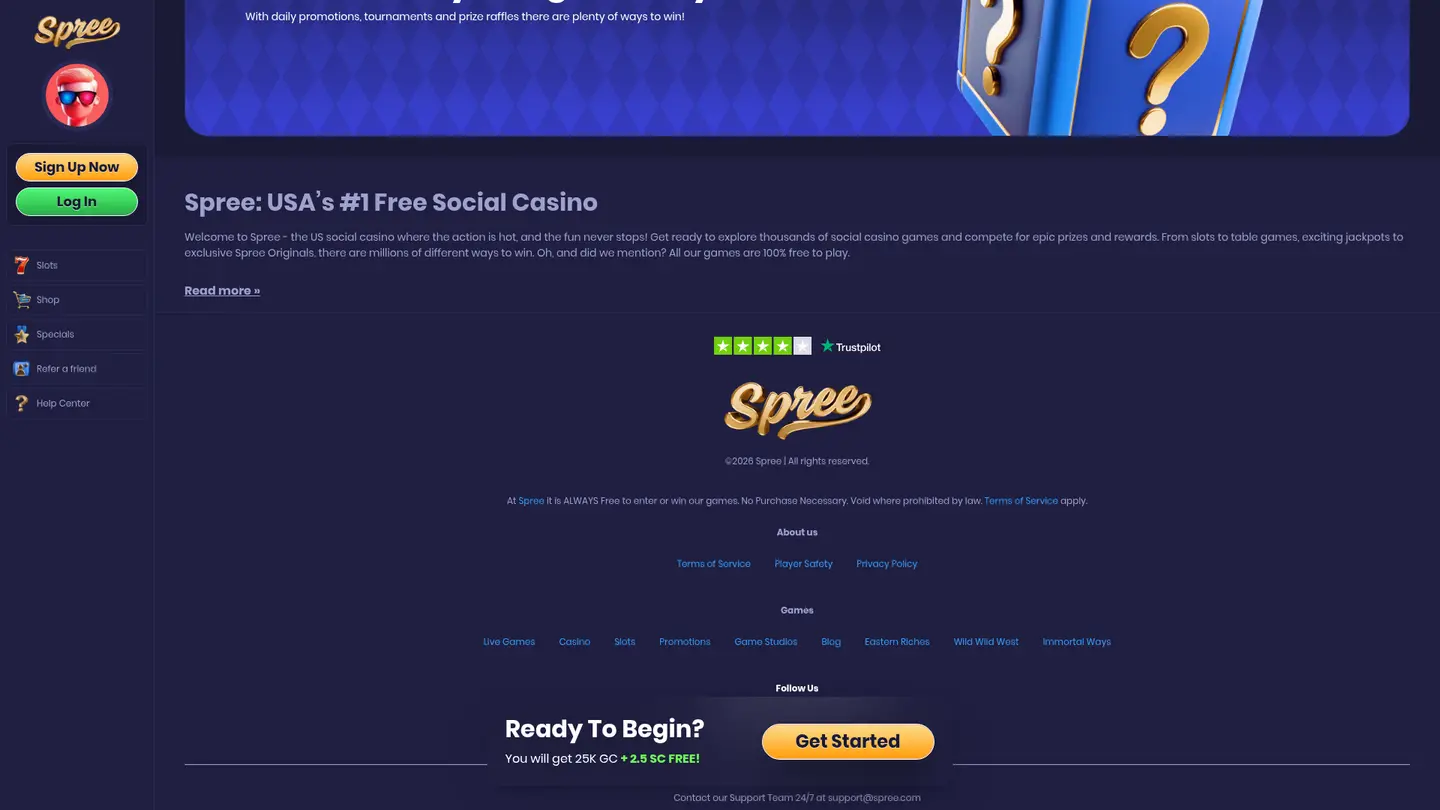 Spree Casino — Payment methods and licensing