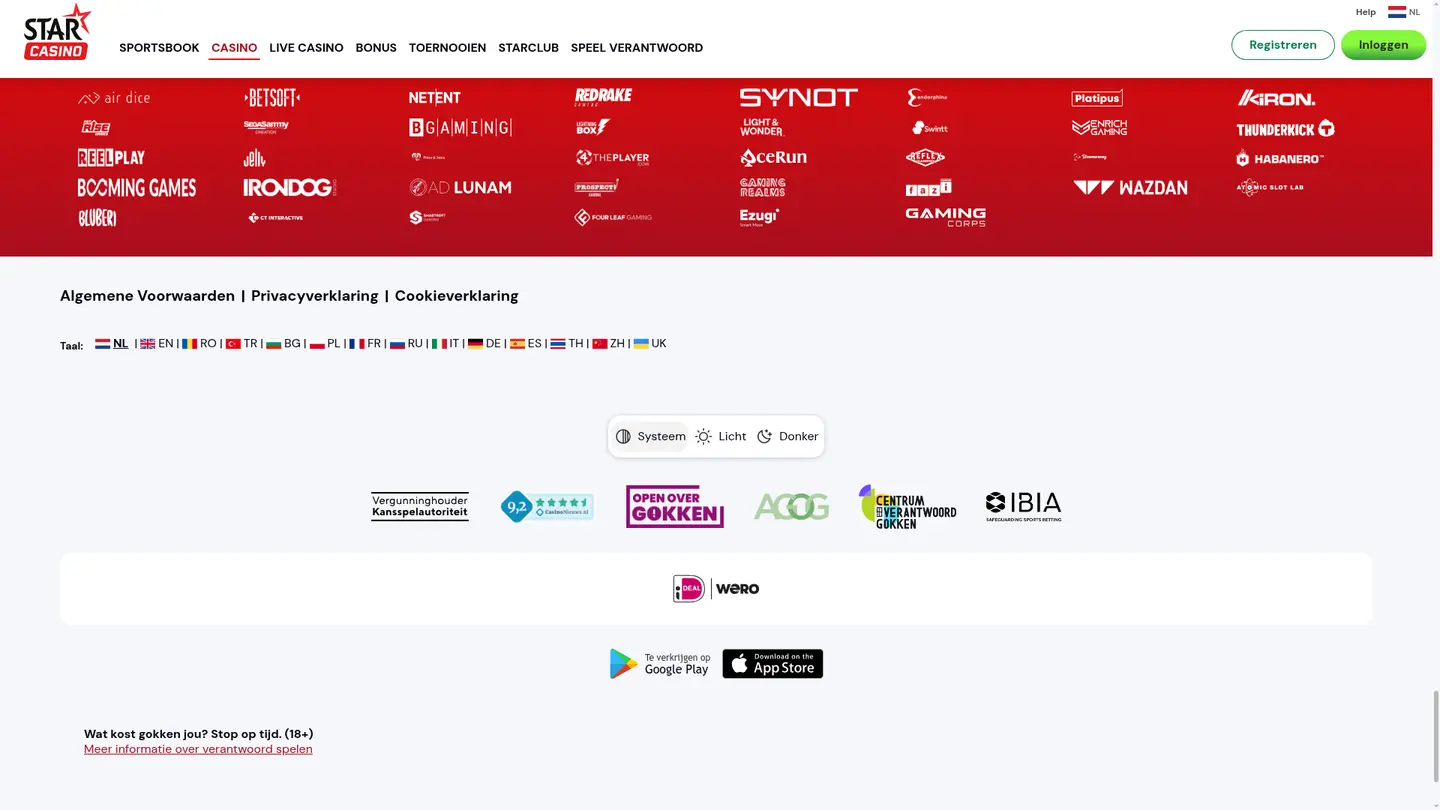Starcasino NL — Payment methods and licensing