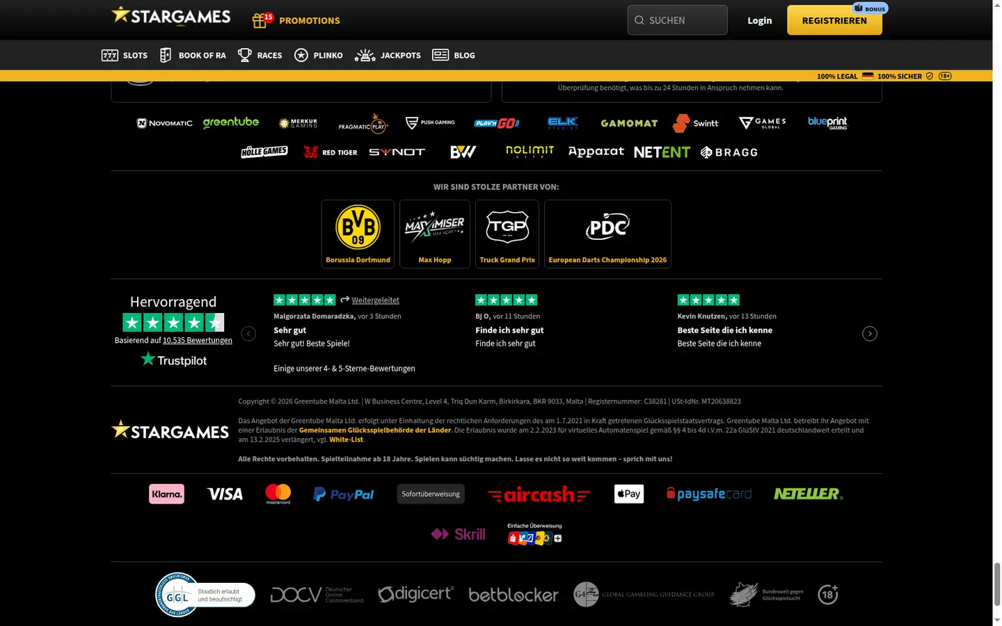 StarGames Casino — Payment methods and licensing