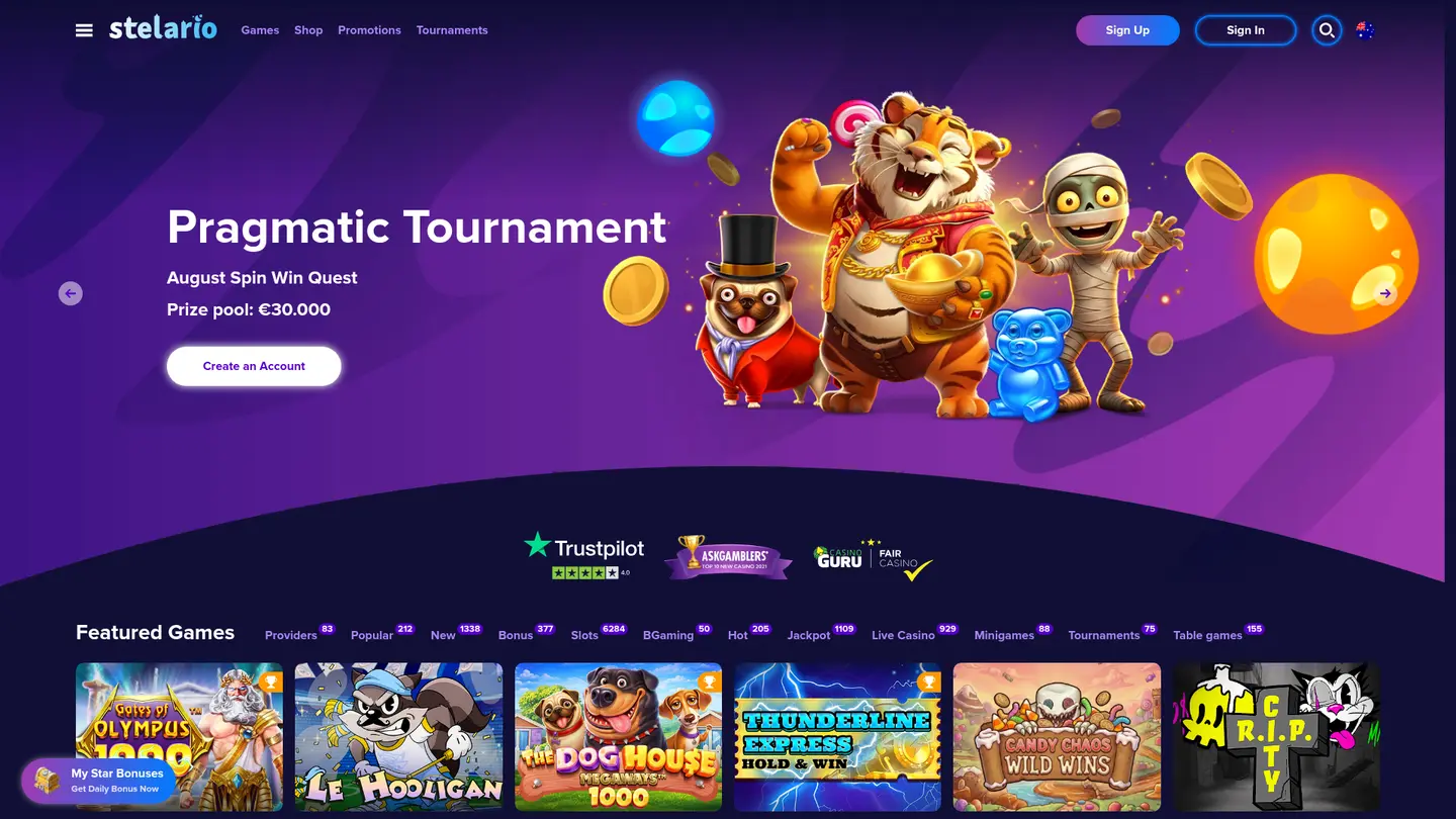 Stelario Casino — Game lobby