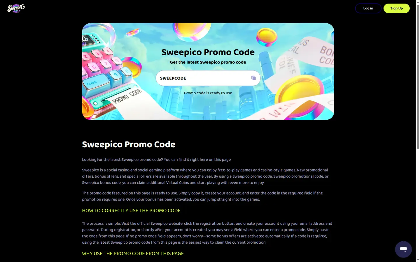 Sweepico Social Casino — Promotions