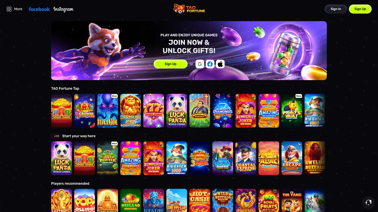 Tao Fortune Casino — Game lobby