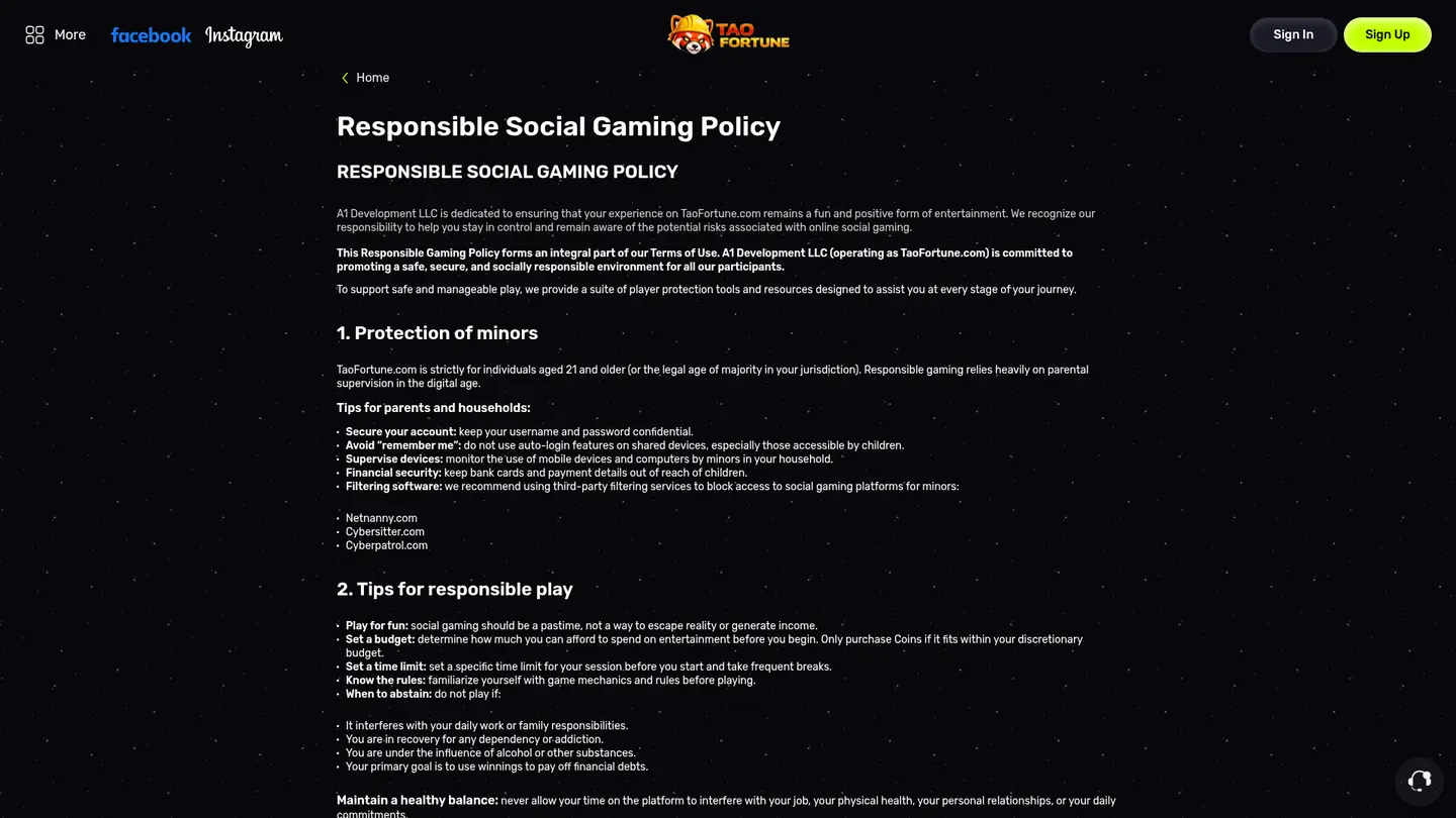 Tao Fortune Casino — Support and licensing