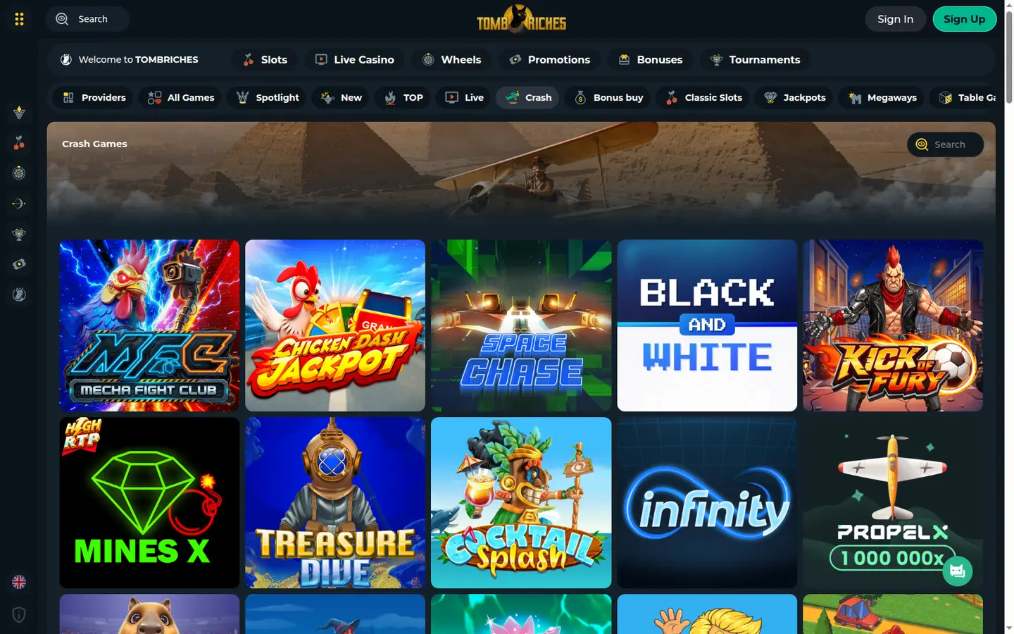 TombRiches Casino — Game lobby