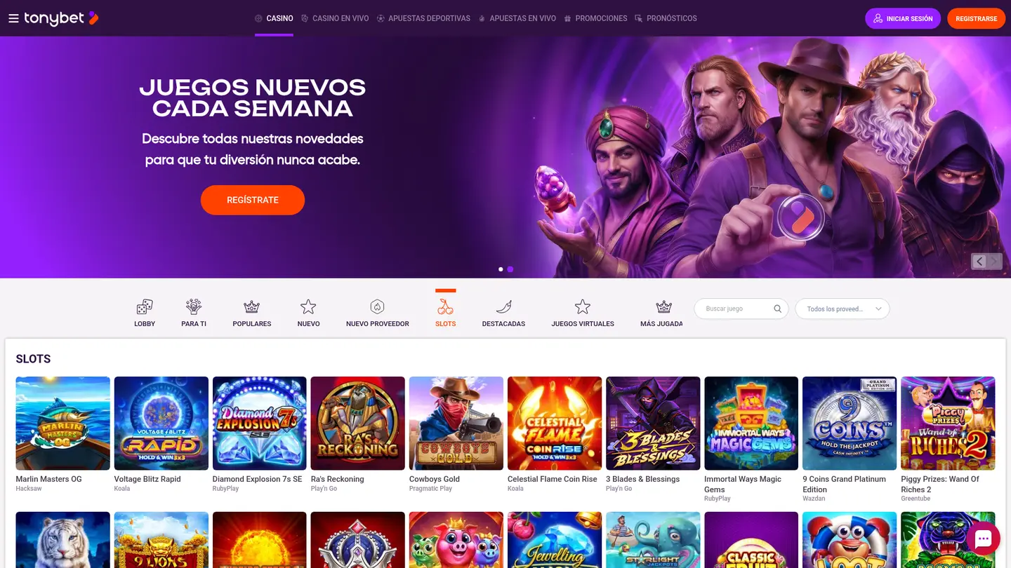 Tonybet Casino ES — Game lobby
