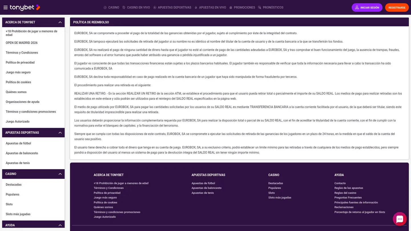 Tonybet Casino ES — Deposit methods