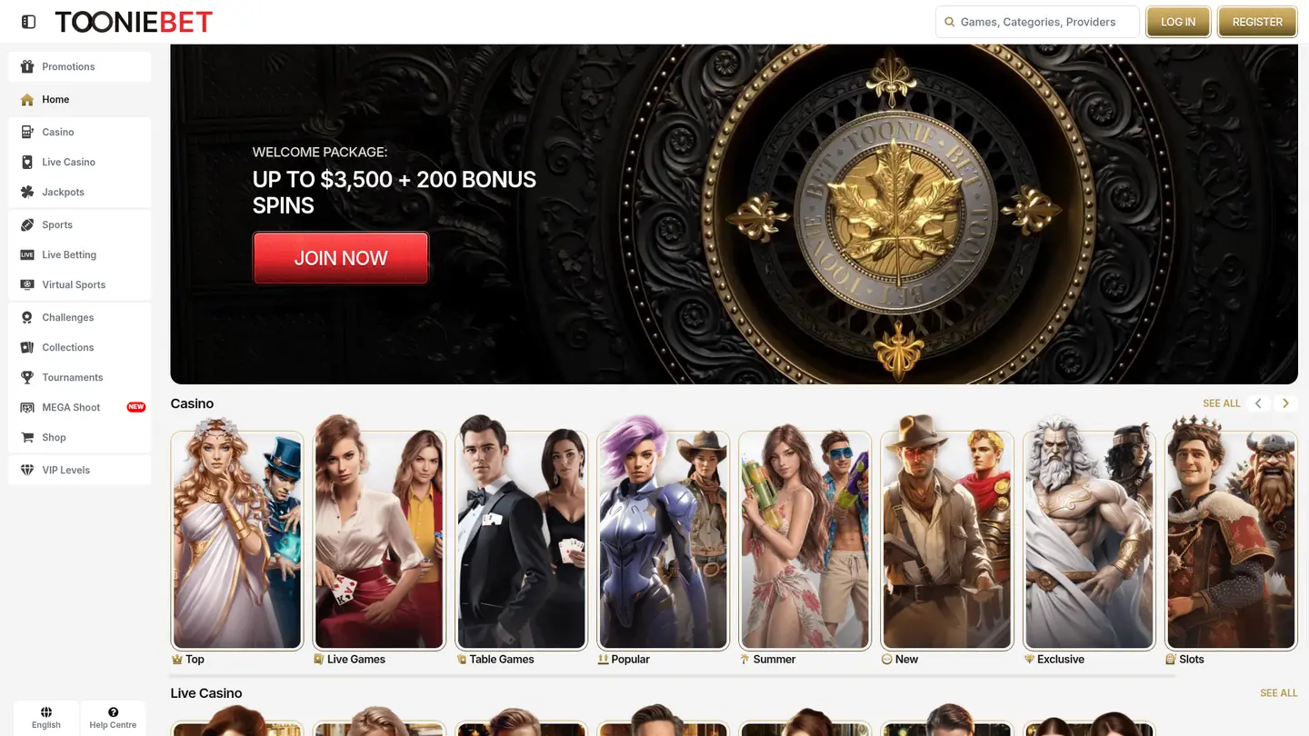 Tooniebet Casino Ontario Review: Welcome Package: