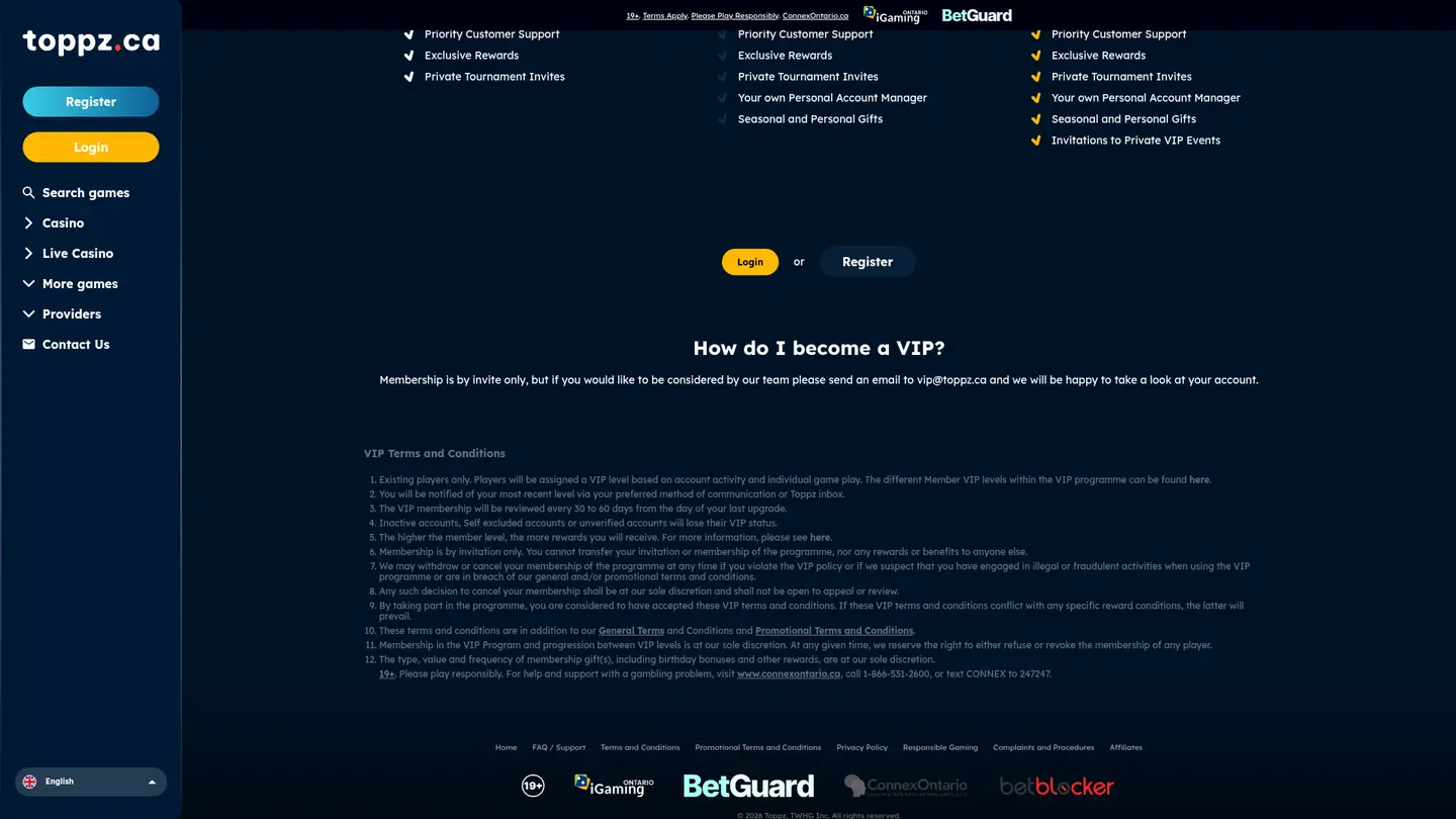 Toppz Casino — Offers in detail