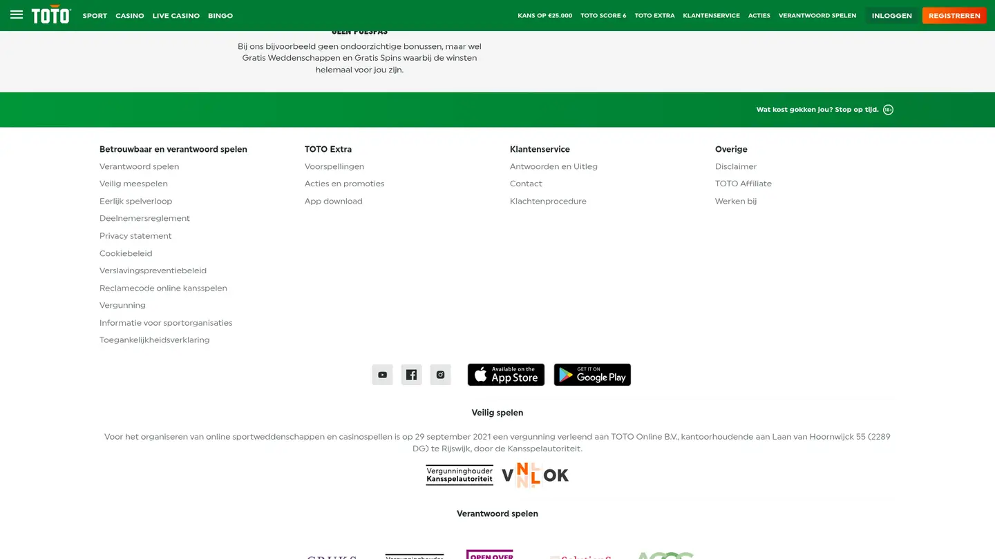TOTO Casino — Payment methods and licensing
