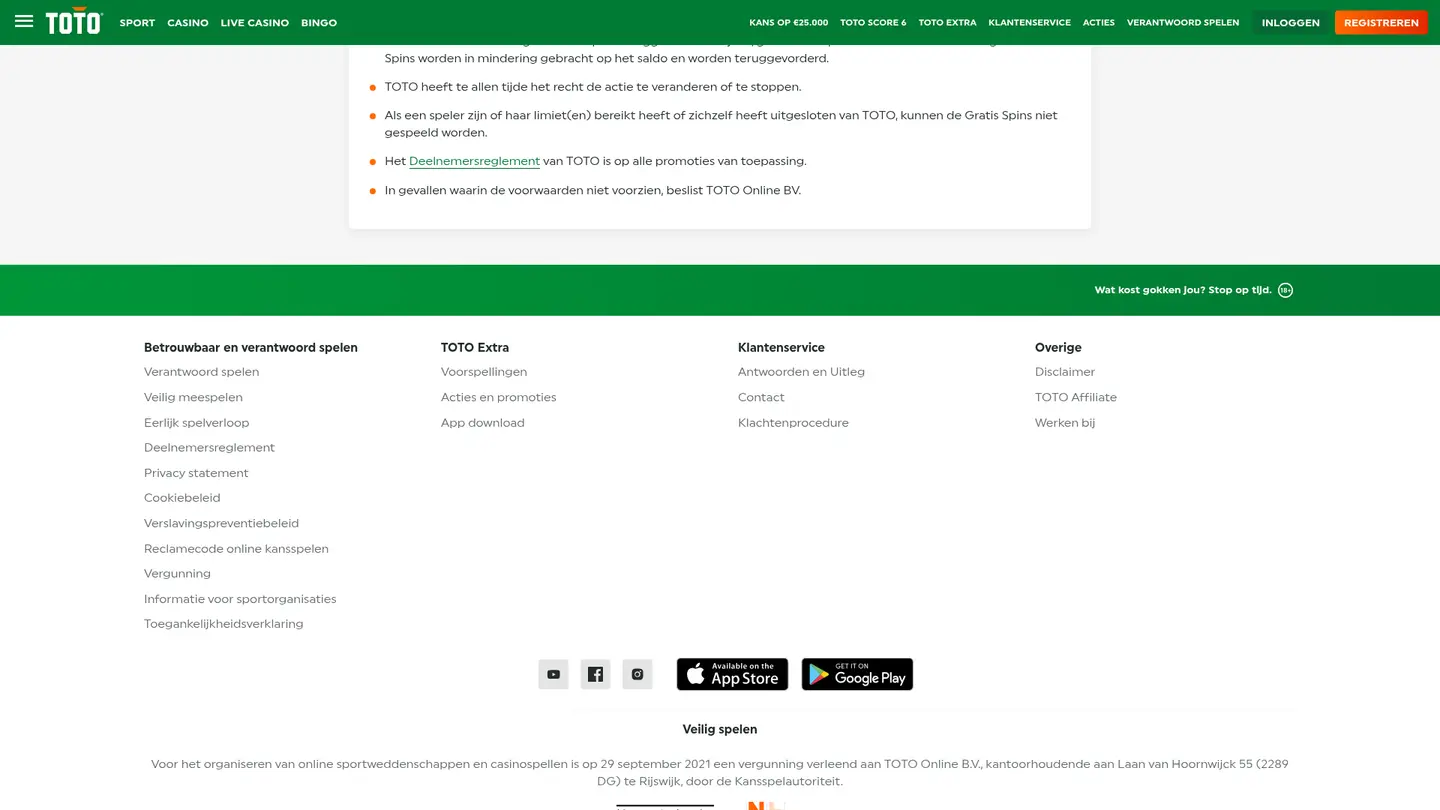 TOTO Casino — Terms in detail