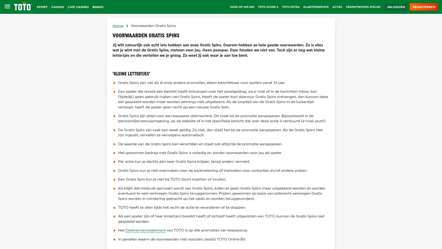TOTO Casino — Withdrawal terms