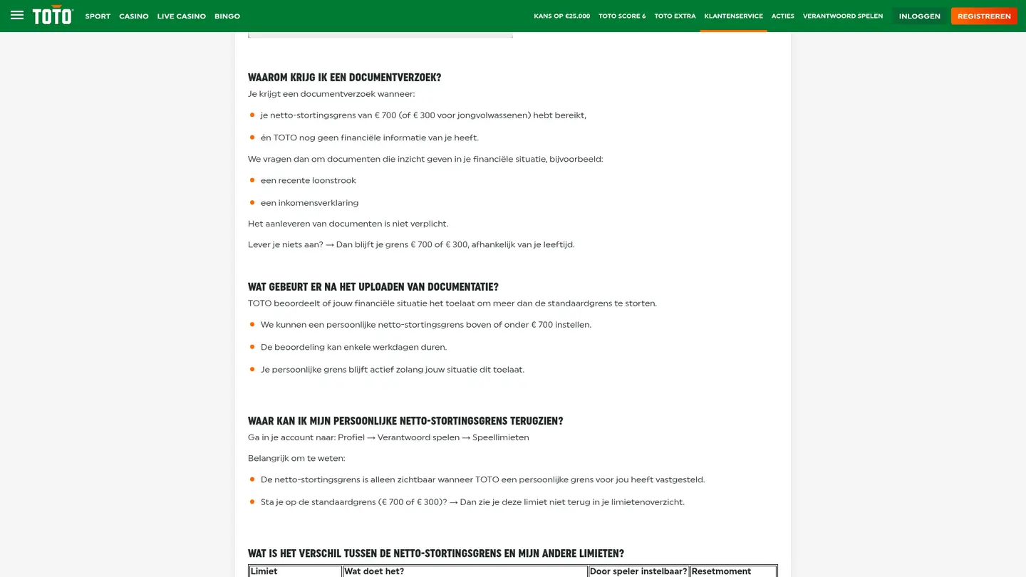 TOTO Casino — Deposit methods