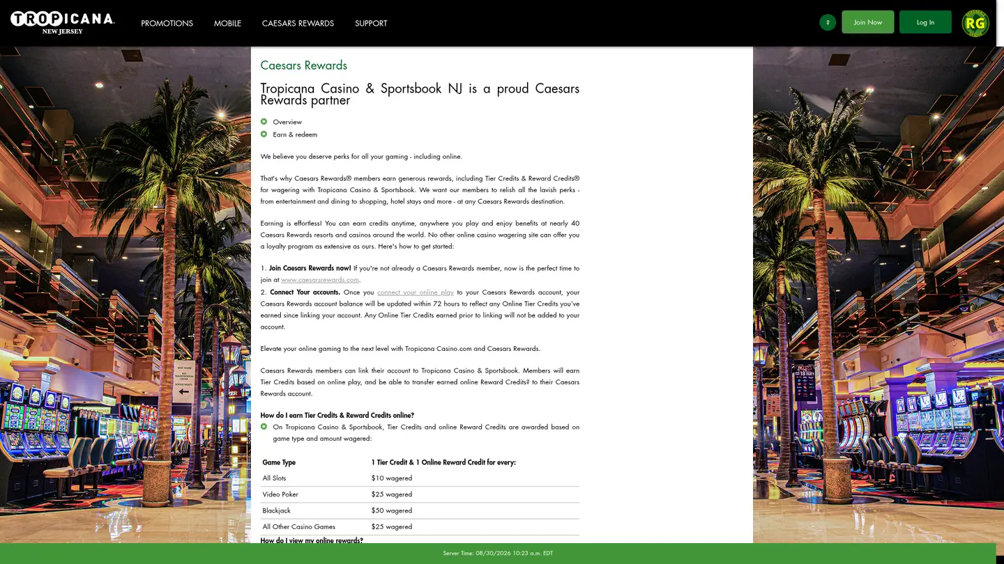 Tropicana Casino NJ — Promotions