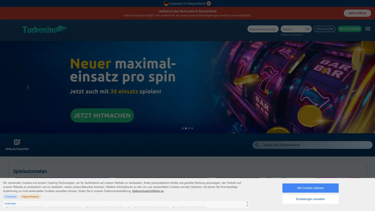 Turbonino Casino DE — Banking