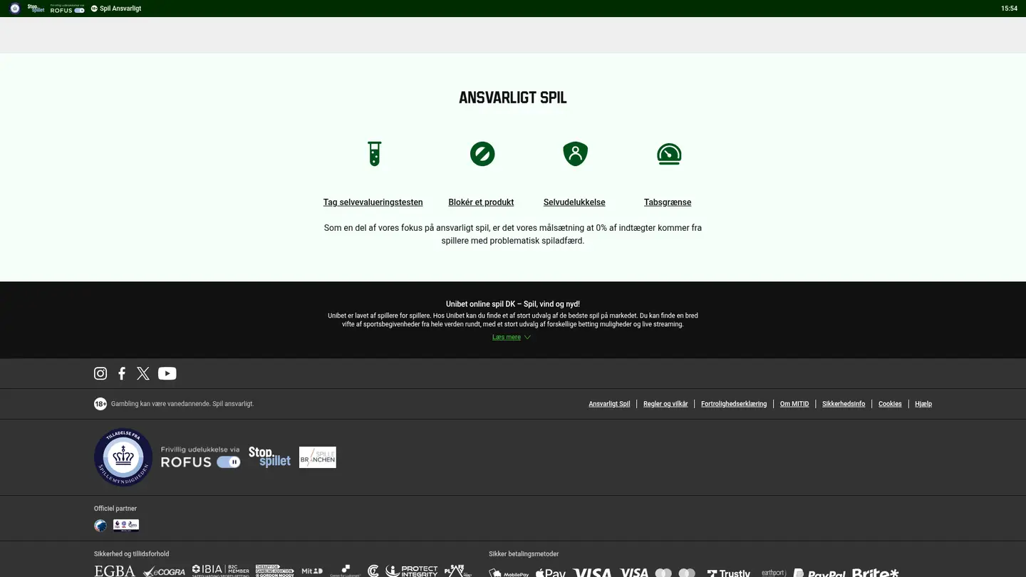 Unibet Casino DK — Payment methods and licensing
