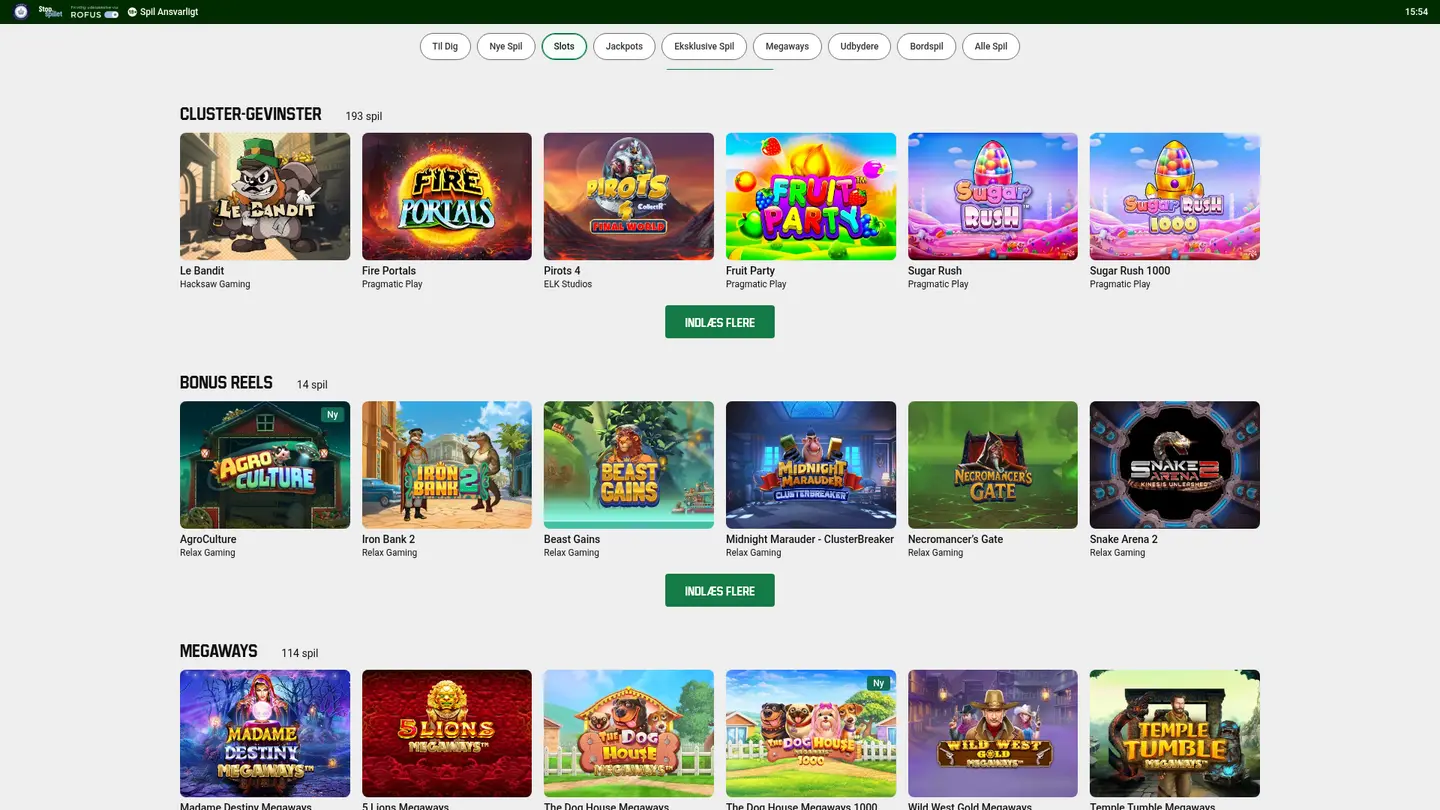 Unibet Casino DK — More of the lobby