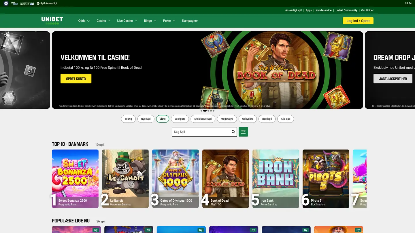 Unibet Casino DK — Game lobby