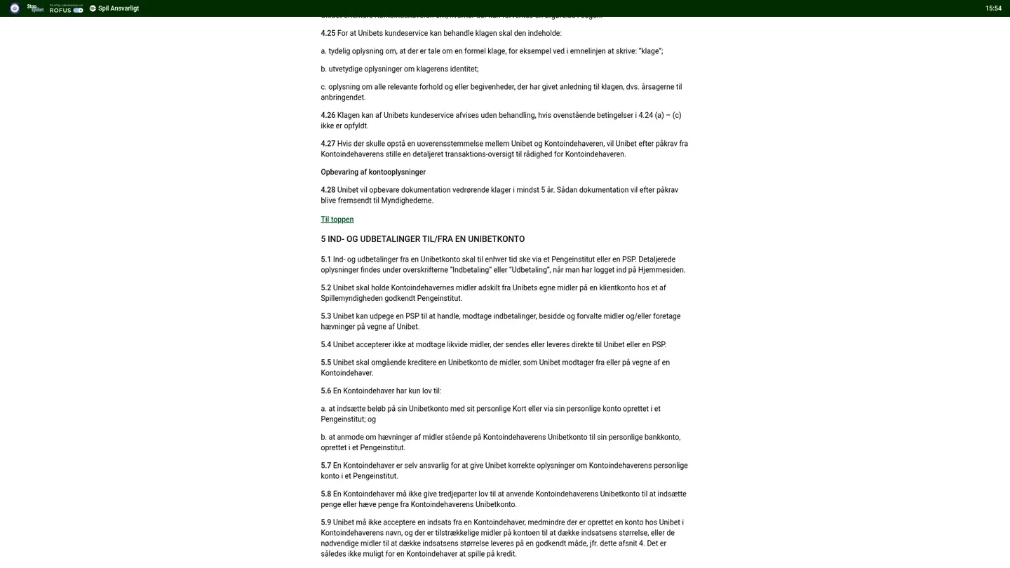 Unibet Casino DK — Terms in detail