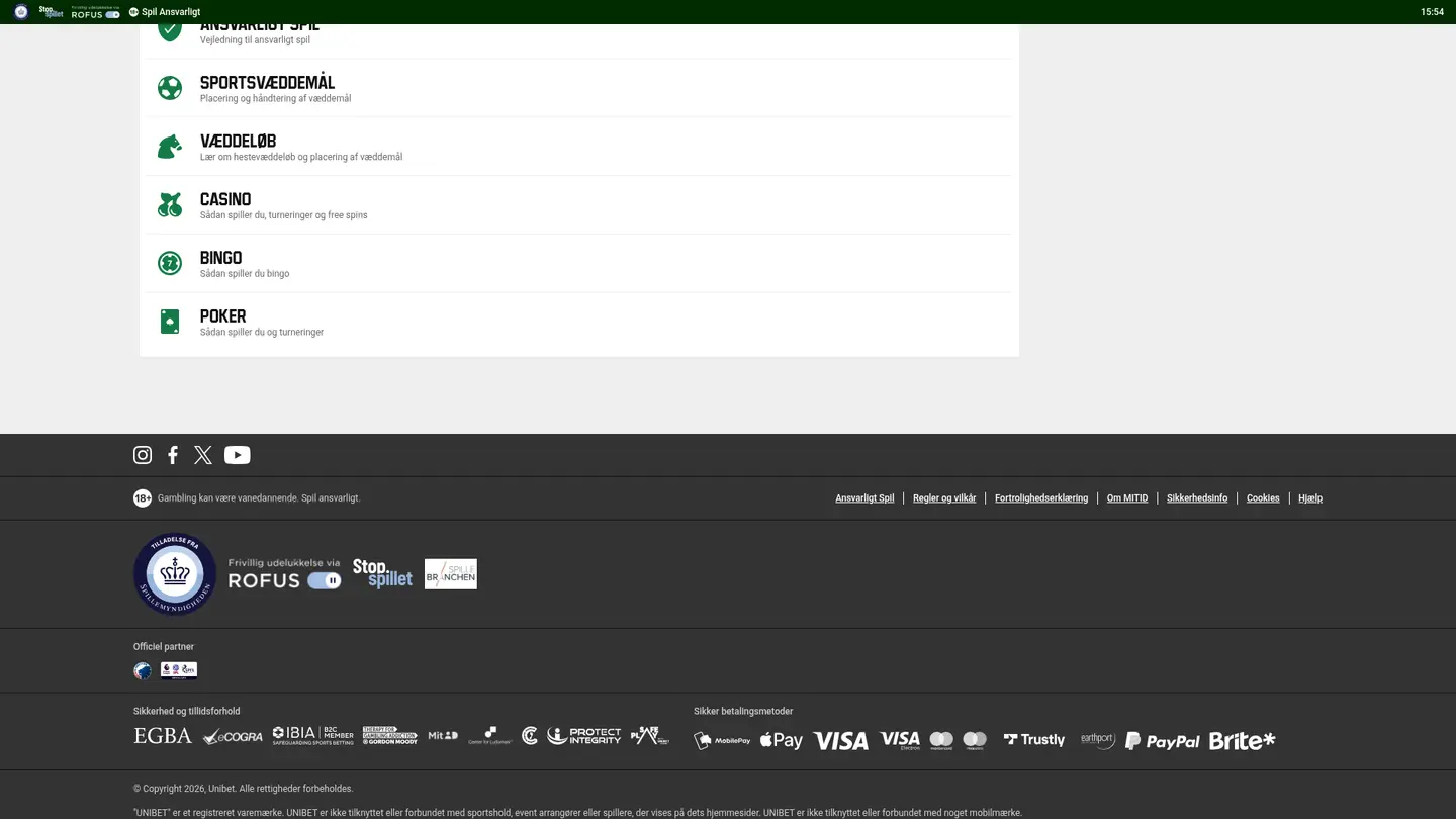 Unibet Casino DK — Support in detail