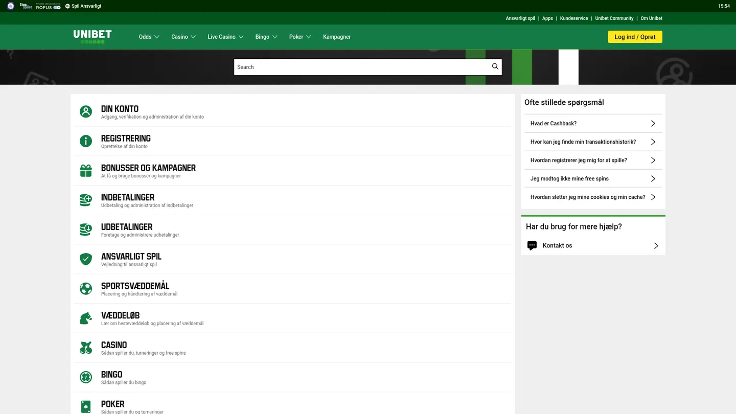 Unibet Casino DK — Support and licensing