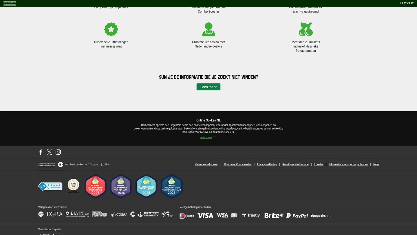 Unibet Casino NL — Payment methods and licensing