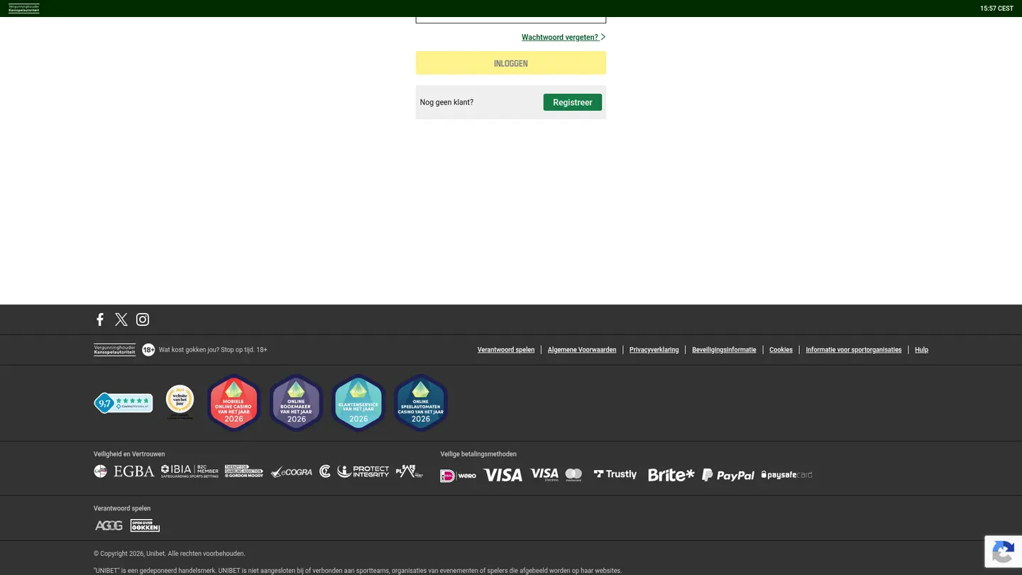 Unibet Casino NL — Deposit methods