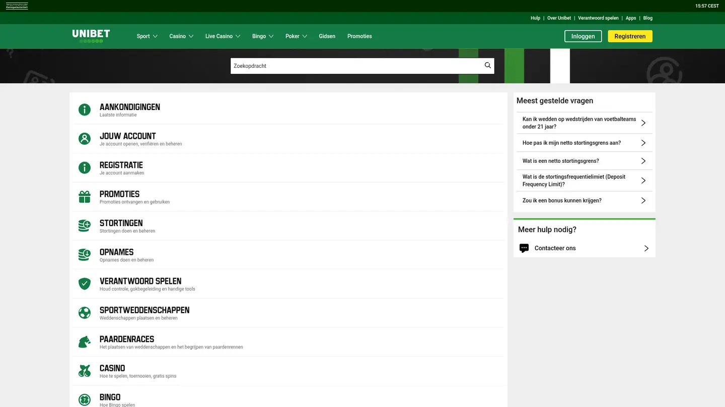 Unibet Casino NL — Support and licensing