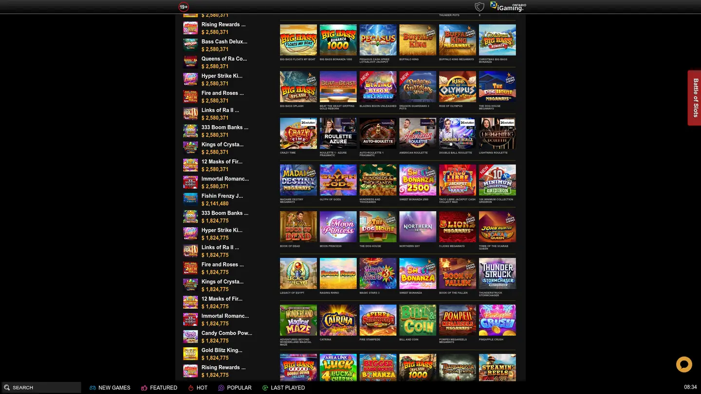 Videoslots Casino Ontario — More of the lobby