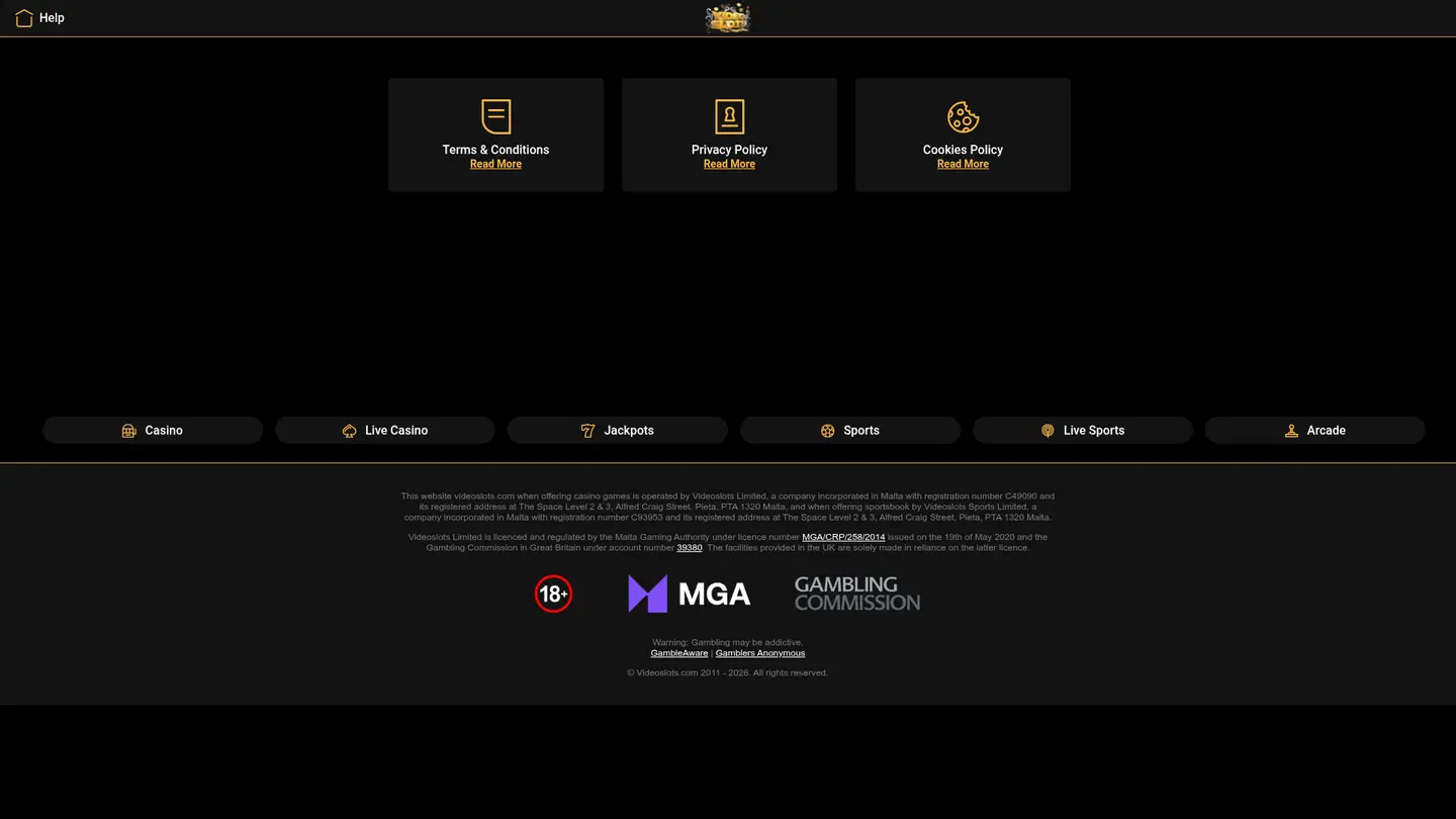 Videoslots Casino Ontario — Support and licensing