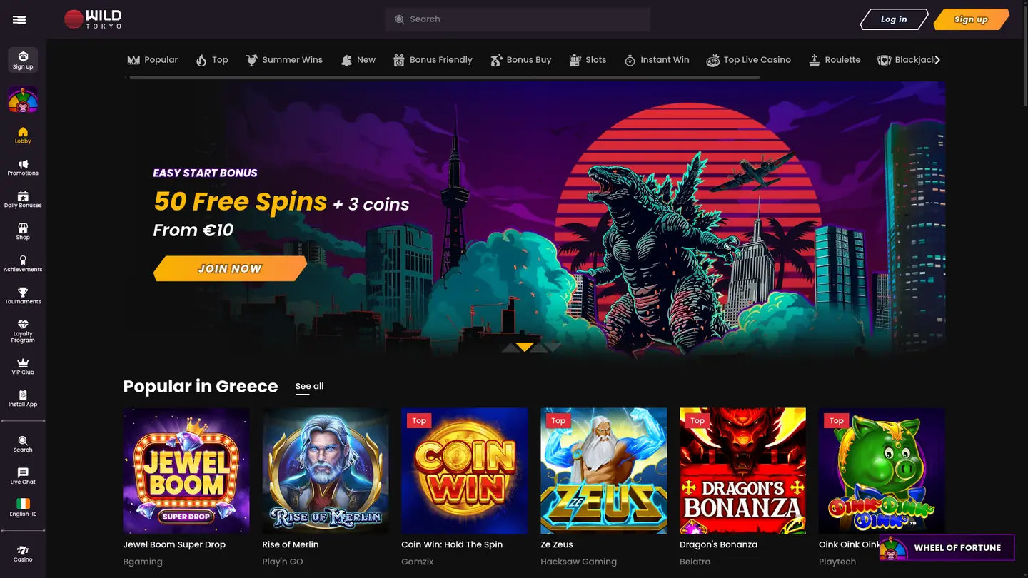 Wild Tokyo Casino — Game lobby